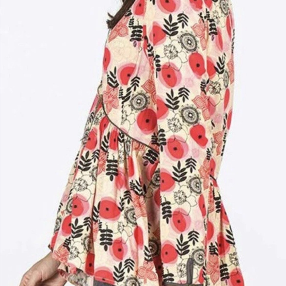 Matilda Jane | Pink and Red Floral Tunic Top | Sz L